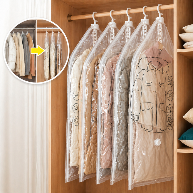 애아리빙 옷걸이형 겨울의류 대형 고급형 의류압축팩 4매, 1세트, 4개입