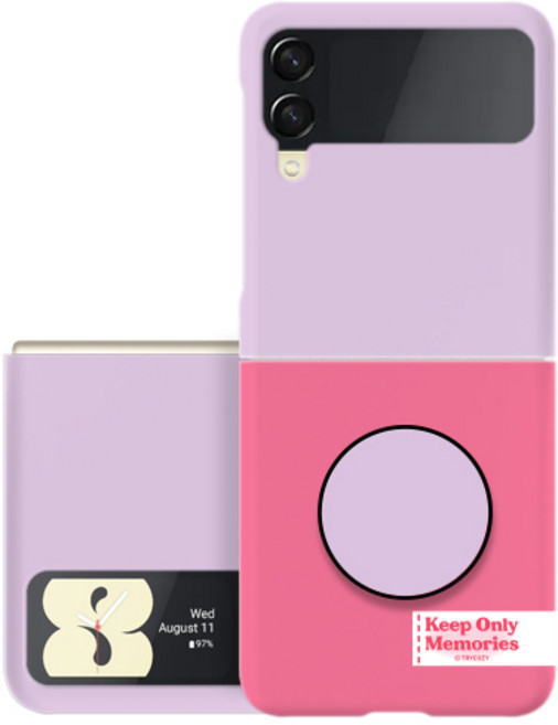 투톤 라벨 컬러팝 갤럭시 Z플립 원형스마트톡 하드 휴대폰 케이스