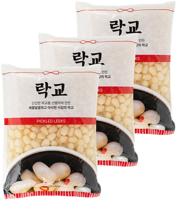 일식 업소용 대용량 락교(팩), 3개, 3kg
