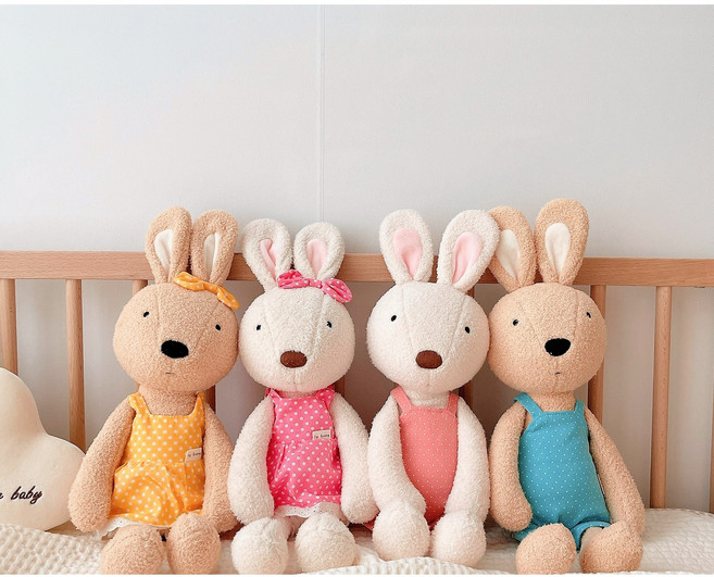 화음 르 슈크레 토끼 인형 아기 애착인형 옷포함 출산선물, 핑크원피스, 소-34cm아이보리, 1개