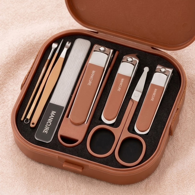 켄바르 튀지않는 대형 발톱 손톱깎이세트 8종, 1세트, 브라운