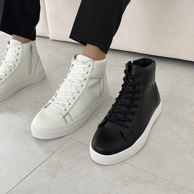 센시노 남자 6.5cm 키높이 스티치 베이직 하이탑 스니커즈