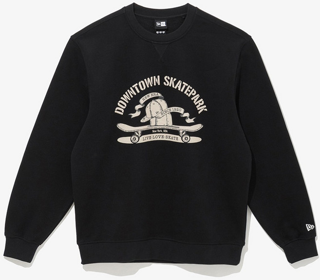 뉴에라 남녀공용 캡스 온 더 스케이트보드 오버핏 기모 맨투맨 14398018