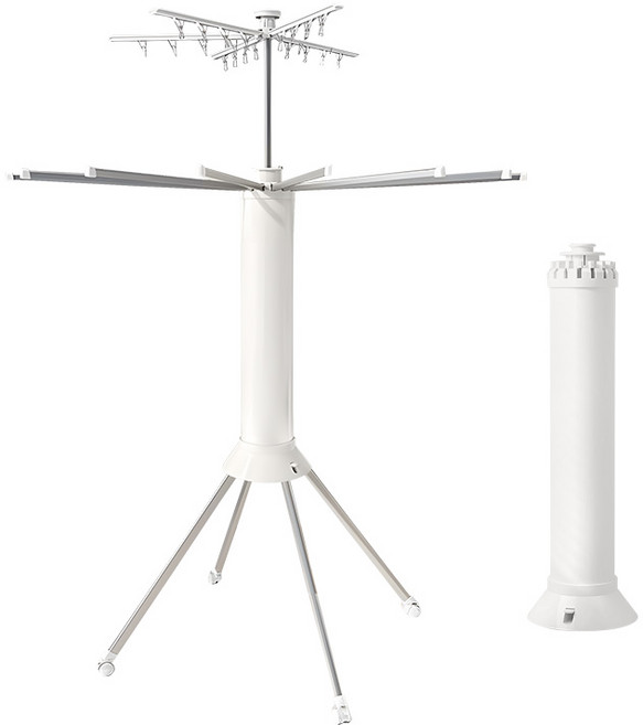 FASEN 다용도 2단 빨래 건조대 이동 회전 가능 우산형 접이식 빨래건조대, 흰색, 1개