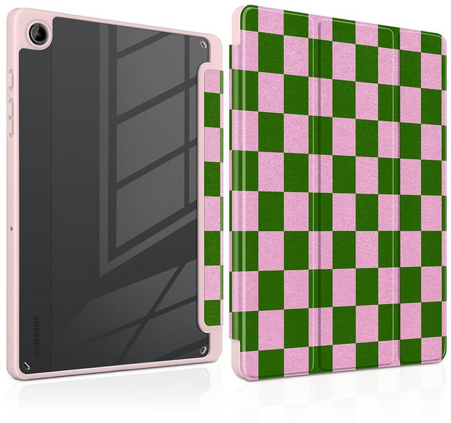 MEEgoodo Case for Samsung Galaxy Tab A11 Plus 2026/A9 Plus 11 inch 2024 (Fit Model SM-X230/X236/X2, 그린 & 핑크 체커보드