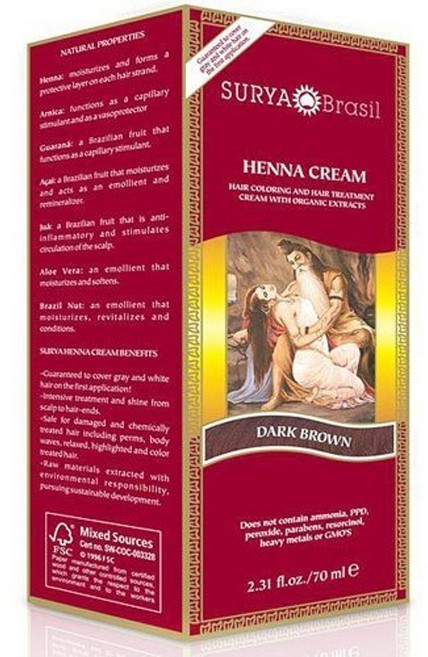 브라질 수리야. 헤나 다크 브라운 크림 2.31 Oz. 2팩