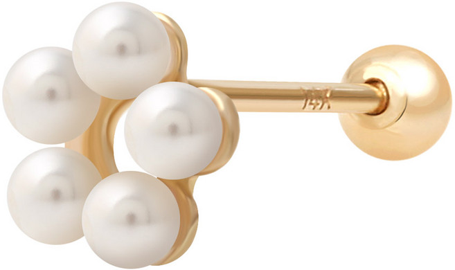 라울스톤 여성용 14K GOLD 진주 데이지 심플 금 피어싱 GF156 한쪽 + 케이스 세트