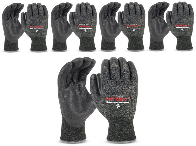 나이텍스 윈터 퍼펙트 터치 장갑 겨울 방한 작업장갑 NBR 코팅 장갑, 5개