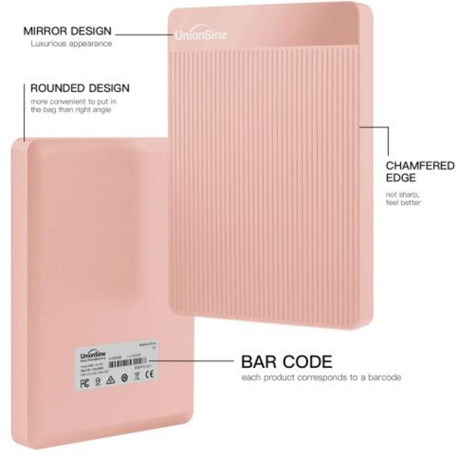 UnionSine 휴대용 외장 하드 드라이브 PC 데스크탑 macbook 컴퓨터와 호환 인치 1TB 500GB 750GB, 없음, 14) PINK - 120GB