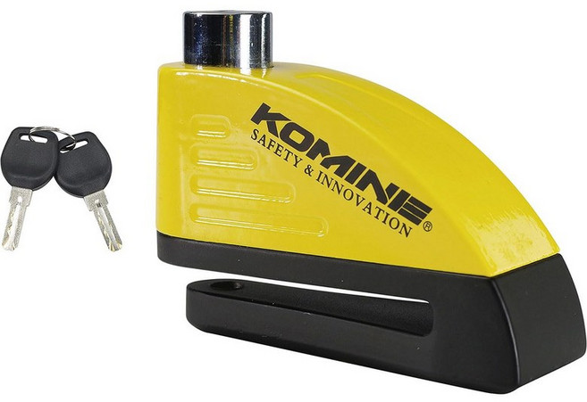 코미네(KOMINE) 오토바이용 리마인더 알람 디스크 락 블랙옐로우 LK-122, LK-122 디스크 잠금, 단품