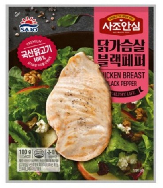 [푸른들마켓][사조]닭가슴살 블랙페퍼 100g, 2개