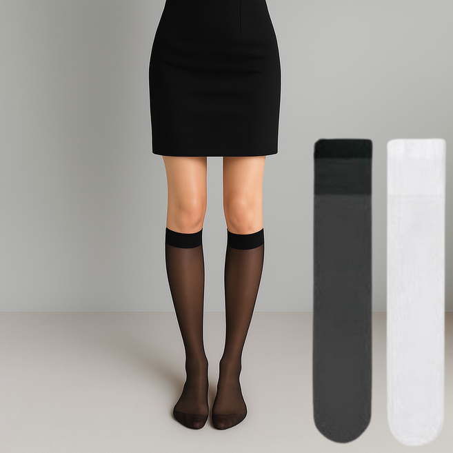 2켤레 세트 블루삭스 무지 시스루 니삭스 반스타킹