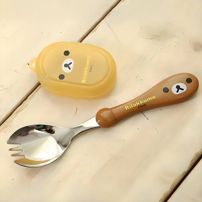 리락쿠마 편한스푼 얼굴 유아동 포크숟가락, 혼합색상, 스푼 + 케이스, 1개