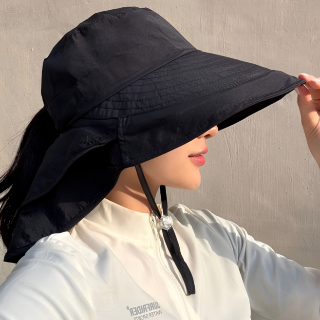 로히코 자외선차단 햇빛가리개 물놀이 버킷햇 플랩캡 여름 여자 모자