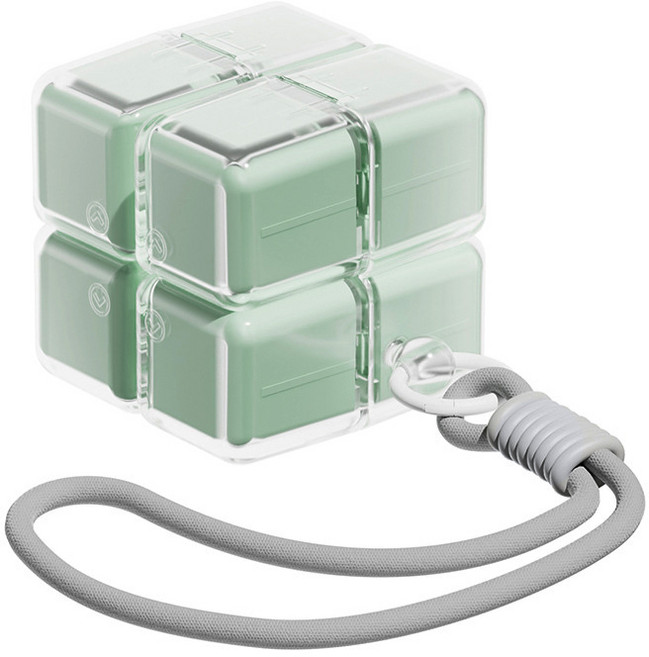 다이나토리 휴대용 알약통 걸이형 컬러 큐브 8칸, 애플그린, 1개