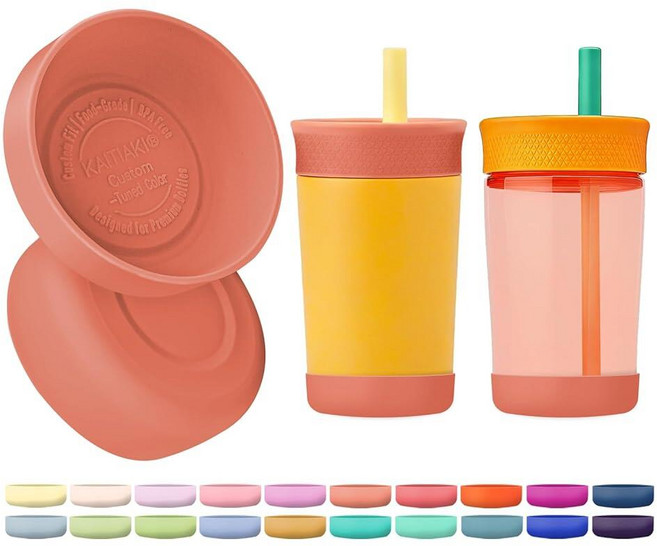 2Pcs Silicone Bottle Boot for Owala Kids Water Bottles Compatible with FreeSip 16oz 12oz Tumbler, Picnic