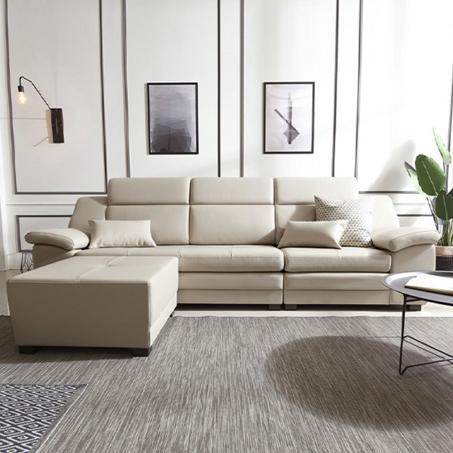 [삼익가구]코모도 천연소가죽 4인용 소파(일반형 스툴포함), 아이보리