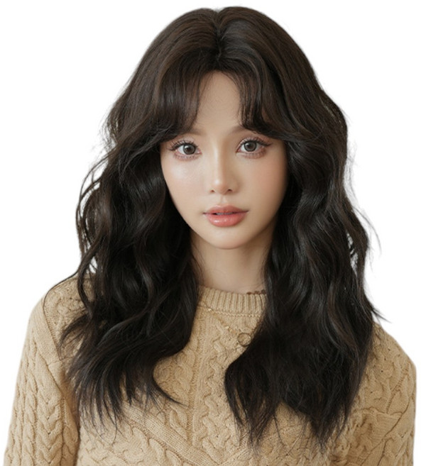 가발위드 여성 가발 긴머리 롱 헤어 통가발 웨이브 히피펌 루체롱, 1개, 블랙