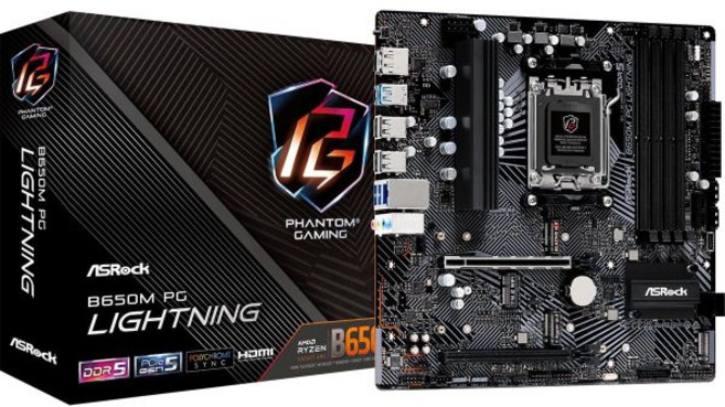 컴퓨터 메인보드 에이스락 B650I 라이트닝 와이파이 AMD AM5 미니-ITX 마더보드 라이젠 9000/8000/7000 시리즈 프로세서 지원 DDR5 7200 오버클럭 PC, B650M PG Lightning