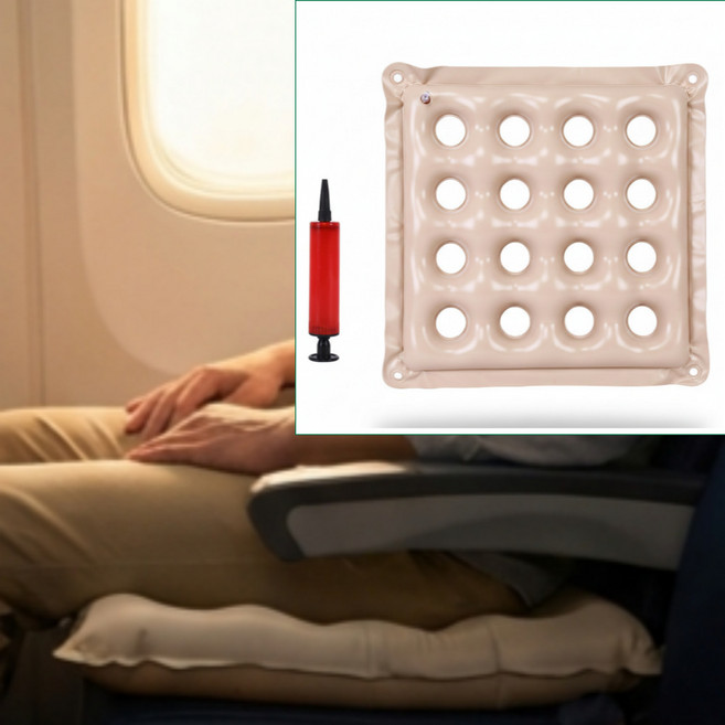 뮤젠트 여행 기내용 차량용 엉덩이 에어방석, 크림