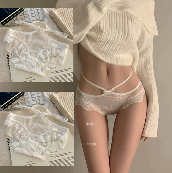 여성 섹시 레이스 시스루 섹시 스트랩 삼각 팬티 2P