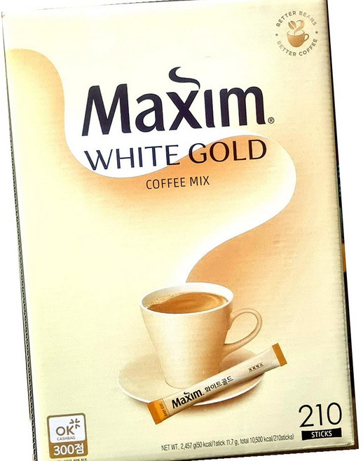 맥심 커피믹스 화이트골드 210T 4개 달콤한, 11.7g, 210개입