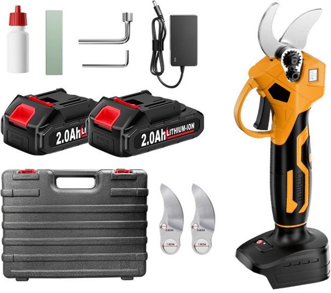 Zoomland 전동가위 충전식 전동 전지가위 휴대용 강력 경량 가위 원예 꽃 다목적 가위 정원수지가위 LED 화면 전력량 표시 배터리2개, 1세트