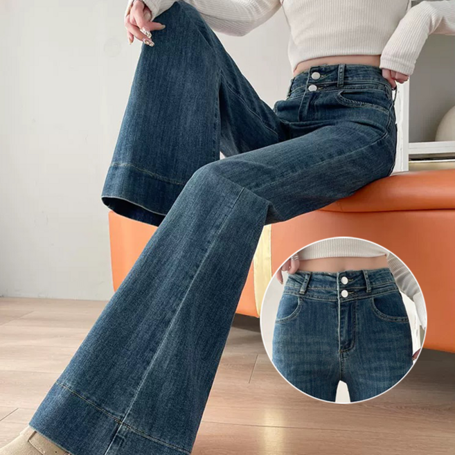 로젤라 여성 루즈핏 엘라스틱 하이웨이스트 청바지 A18