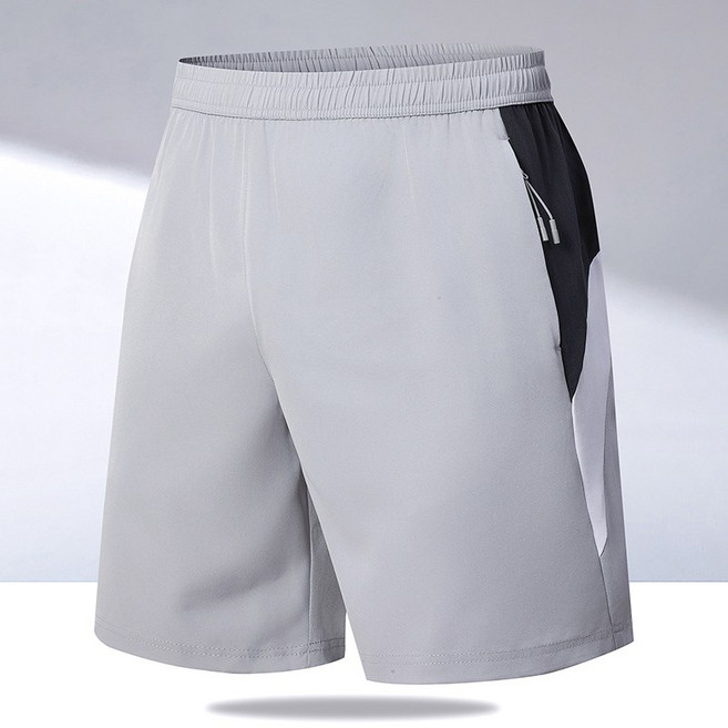 PLAIN ME 男士短褲 速乾寬鬆五分運動休閒褲 薄款冰絲沙灘褲, CV-23淺灰