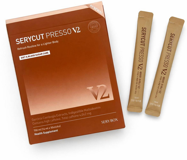 Sery Box Serycut Presso V2 濃縮液 黑咖啡 藤黃果, 1套, 50個裝, 14ml