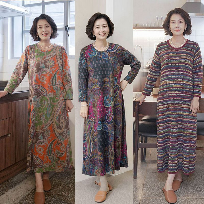 할머니잠옷 60대 엄마옷 겨울 홈웨어 원피스 할머니옷 8523