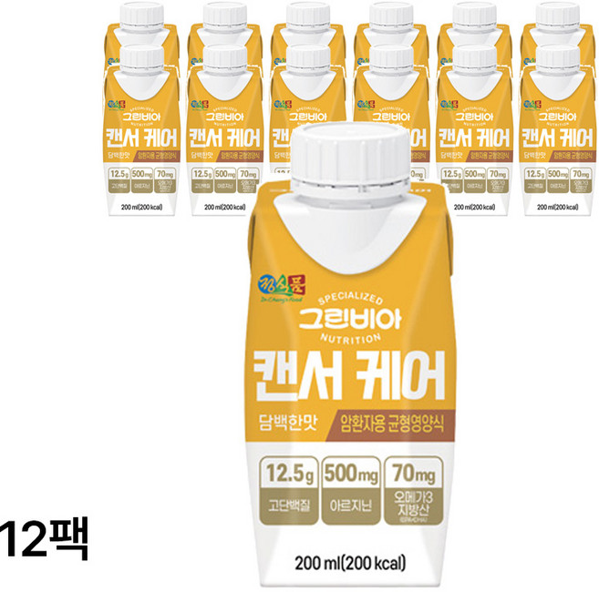 그린비아 캔서케어 담백한맛 균형영양식, 200ml, 12개