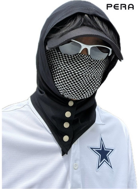 빅토리아 통풍메쉬 후드 뒷목가리게+쿨 마스크 블랙 FREE, 블랙혼합, 1세트