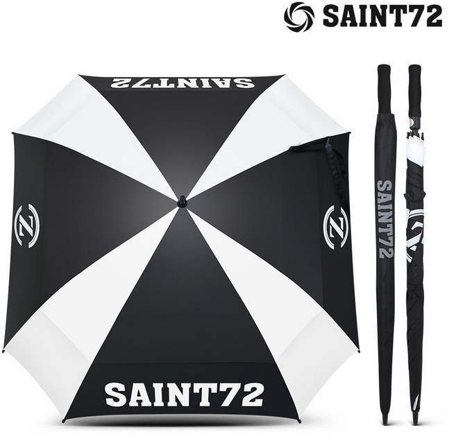 세인트72 X SAINT72 이중 방수방풍 사각 우산, 화이트블랙, 1개