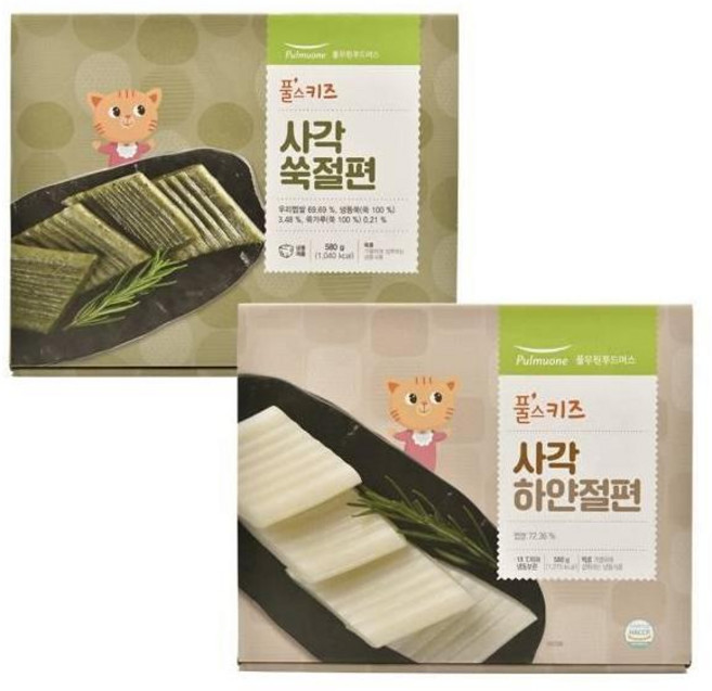 풀무원 사각 절편 2종 (하얀+쑥), 1개, 1.16kg