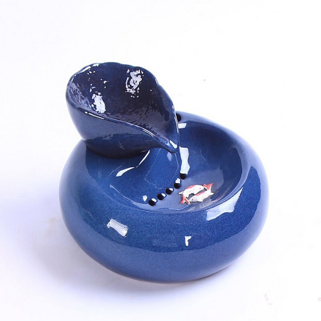 고양이도자기정수기 급수 저소음 애완견 음수대 애묘 세라믹 펫네스코 분수기 고양이, 소엽자 블루 6매 필터 보내기