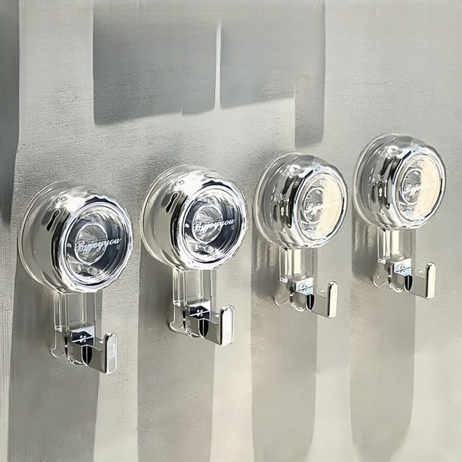 에이제이케이 무타공 걸이 다용도 초강력 최신 흡착식 걸이형 후크, 4개, 투명 화이트