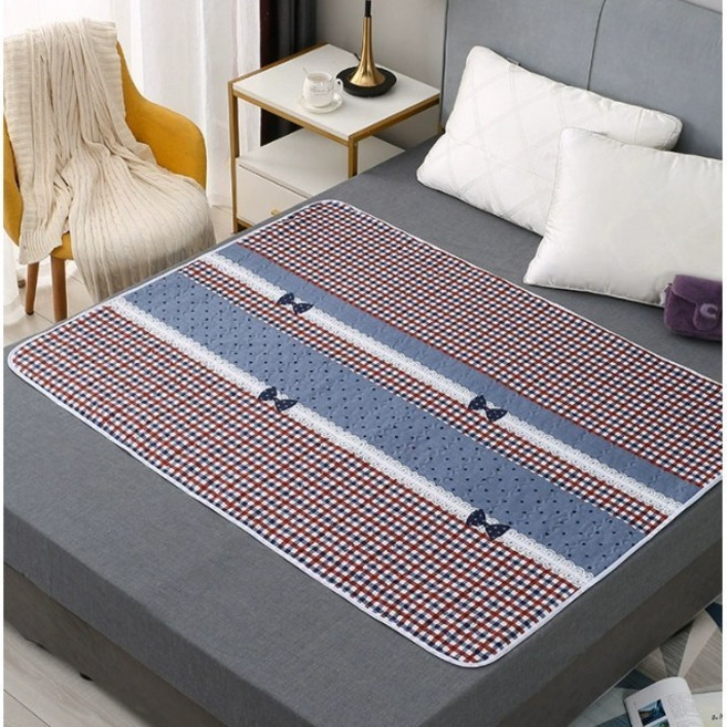 100X150 어르신 환자 케어 요양 시니어 성인 방수패드 누수방지 SH1480-100, 작은도트리본