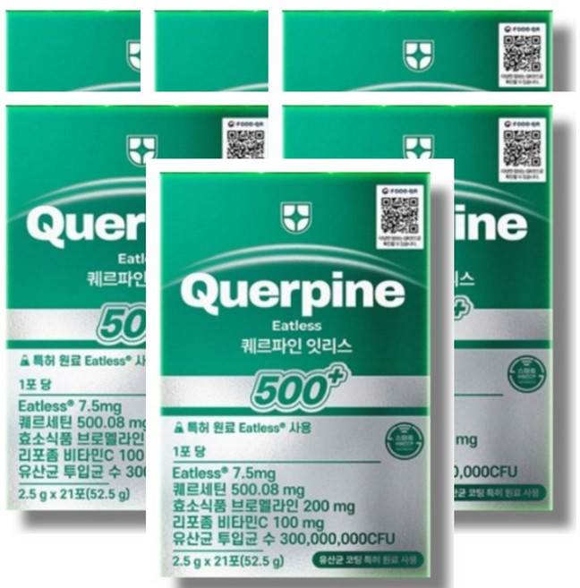 퀘르파인 잇리스 퀘르세틴 브로멜라인 소포레틴 케르세틴 퀘르틴산 특허 유산균, 6박스, 21회분