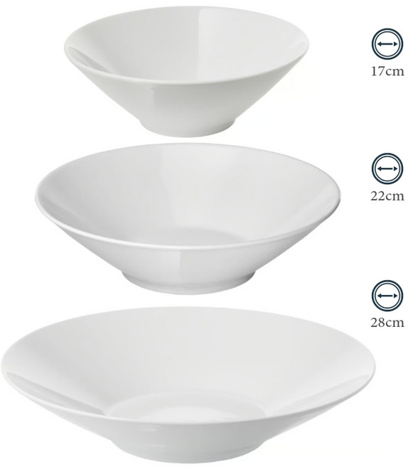 이케아 화이트 도자기 그릇 3가지 사이즈 365+, 대형(28cm)