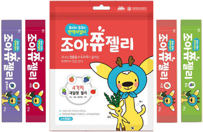 조아쮸젤리 스틱(20gx12포) 4종 천연과일맛 어린이 멀티비타민 호흡기 기침 비타민, 1세트, 240g