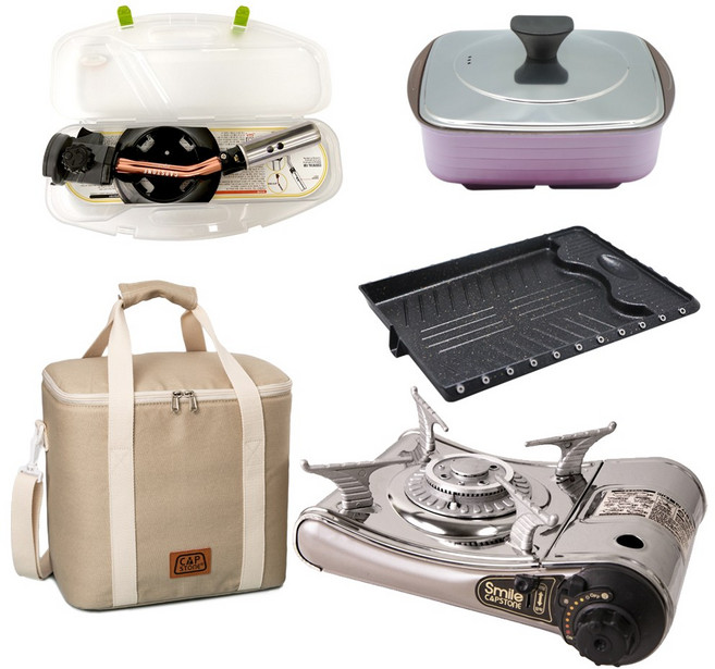 캡스톤 스마일 캠핑버너 가방세트와 롱토치 구성, 5종 쿨러백(대)+스마일300버너+냄비+불판+롱토치, 1세트