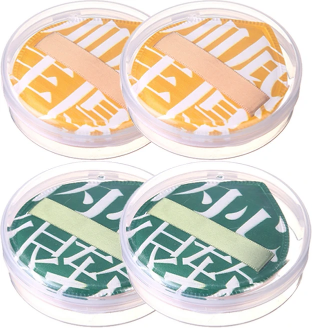 옥그라미 케이스 증정 XL 애기궁둥이퍼 모찌 파운데이션 쫀득 쿠션 엉덩이퍼프, 4개, 옐로우 그린 - 쿠팡