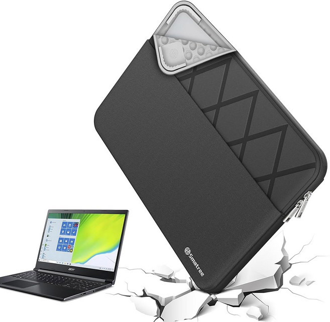 15.6인치 에이서 아스파이어 5 노트북 a515-58m-7570용 스마트리 슬리브 액세서리 포켓이 있는 컴퓨터 케이스 ykk 지퍼 특허받은 슈퍼 코너 디자인(e646), Elite-Black, 15 for Acer 14 inch (E425)