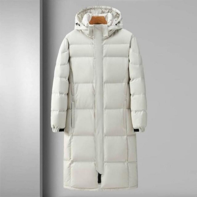 白鴨絨羽絨外套，男女大尺碼長款防風保暖連帽鋪棉大衣