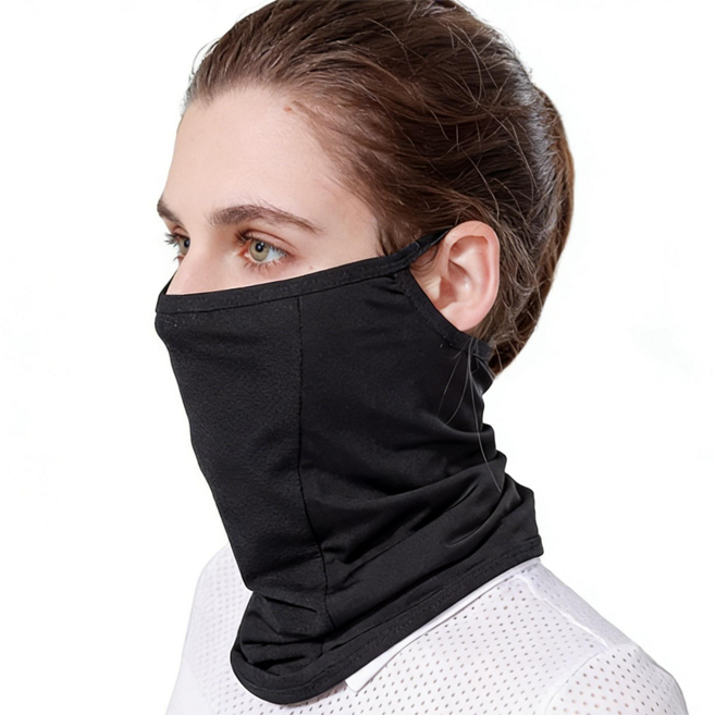 서설 자외선 차단 마스크 골프 마스크 uv 차단 여성 남성 통용 아웃도어 워킹 스포츠용 아이스 원단 마스크 방열 통풍 등산 마스크, 블랙, 1개