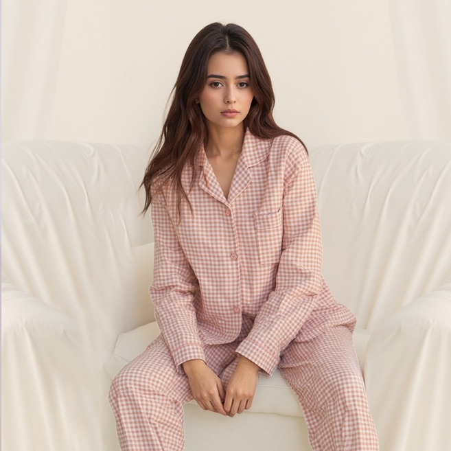 캐리루시 크링클 카라 긴팔 잠옷 상하세트 요루 신혼부부 남성 여성 파자마 홈웨어