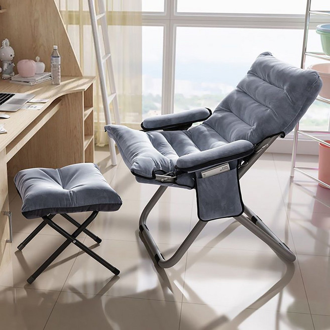 1인용 접이식 리클라이너 사무실 휴게실 편한 휴식 의자, 그레이