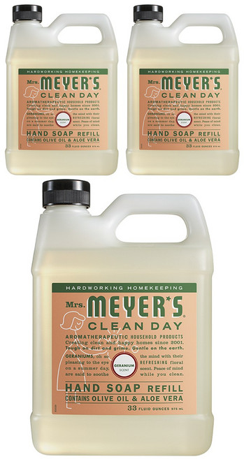 미세스메이어스클린데이 핸드 솝 손세정제 리필 제라늄 향, 975ml, 3개