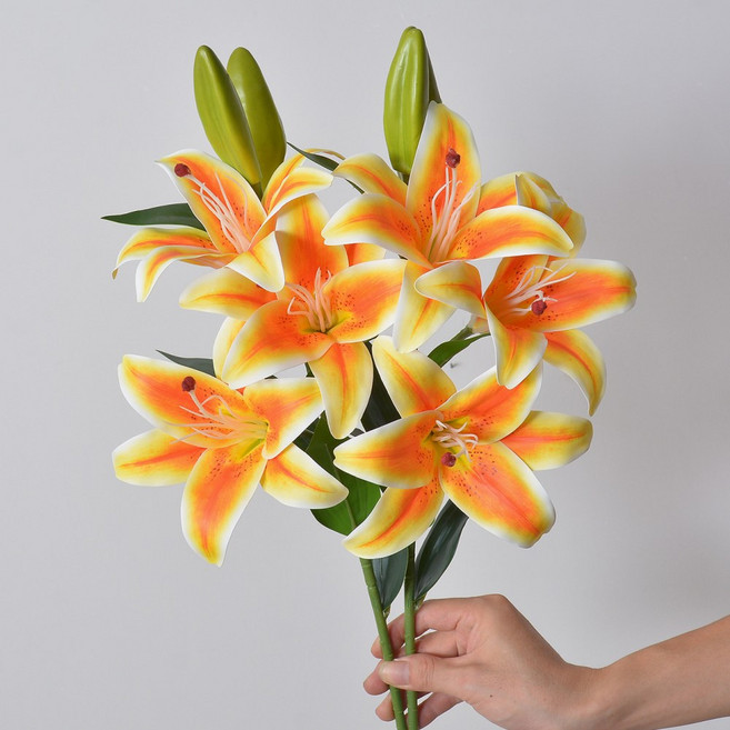 하스몰 리얼 플라워 백합 조화 인테리어 장식 꽃, 오렌지, 1개